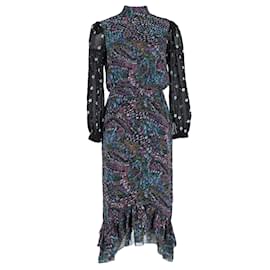 Autre Marque-Saloni Isa Midi Dress in Multicolor Silk-Other,Python print