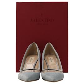 Valentino Garavani-Zapatos de Salón Valentino Celeste en Terciopelo Azul Claro-Azul,Azul claro