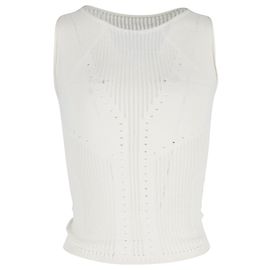 Alberta Ferretti Punched Sleeveless Top in White Viscose White