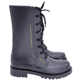 Christian Dior Bottines à Lacets Dior Camp en Caoutchouc Noir Noir