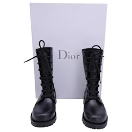 Dior-Botins Christian Dior Camp Dior Camp com cadarço em borracha preta-Preto