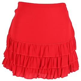 Valentino Garavani-Valentino Garavani Ruffled Mini Skirt in Red Viscose-Red
