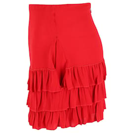 Valentino Garavani-Valentino Garavani Ruffled Mini Skirt in Red Viscose-Red