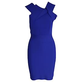 Roland Mouret-Asymmetrisches tailliertes Kleid von Roland Mouret aus blauem Viskosestoff-Blau