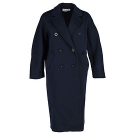 Joseph Double-Breasted Coat in Navy Wool Blue Navy blue
