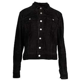 Saint Laurent-Saint Laurent Trucker Jacket in Black Suede-Black