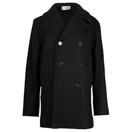 Saint Laurent-Chaquetón con botonadura forrada de lana negra de Saint Laurent-Negro