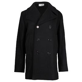 Saint Laurent Double-Breasted Peacoat in Black Wool Black
