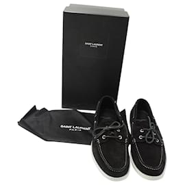 Saint Laurent-Saint Laurent Boat Shoes in Black Suede-Black
