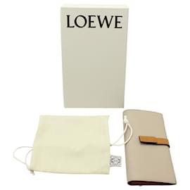 Loewe-Loewe Petit Portefeuille Vertical en Cuir de Veau Grainé Souple Beige-Beige