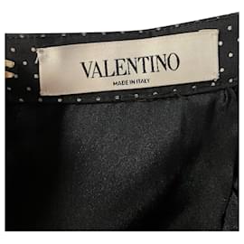Valentino Garavani-Falda de tubo con ribete de encaje y lunares Valentino en poliéster negro-Negro