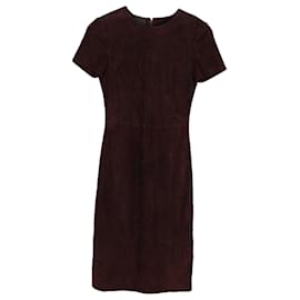 Prada-Prada Sheath Dress in Burgundy Suede-Dark red