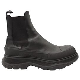 Botas Chelsea Tread Slick de cuero negro de Alexander McQueen Negro