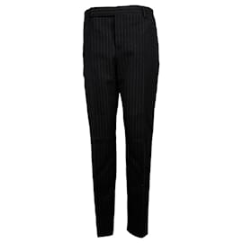 Saint Laurent-Pantalon à fines rayures Saint Laurent en laine noire-Noir