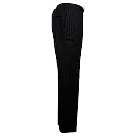 Saint Laurent-Saint Laurent Pinstripe Trousers in Black Wool-Black