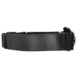 Temperley London-Temperley London Crystal Bow Belt in Black Leather-Black