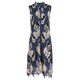 Chloé-See by Chloe Cutout Lace Midi Dress in Navy Blue Polyester-Navy blue
