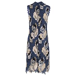 Chloé-See by Chloe Cutout Lace Midi Dress in Navy Blue Polyester-Navy blue