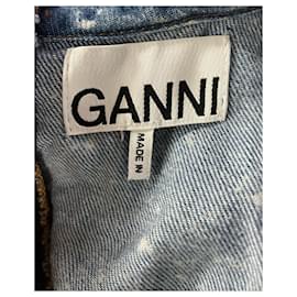 Ganni-Miniabito Ganni sbiancato in cotone denim blu-Blu