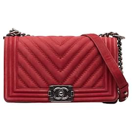 Chanel-Chanel Medium Chevron Wildleder Le Boy Flap Bag Wildleder Umhängetasche in gutem Zustand-Andere