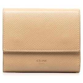Céline-Celine Leather Trifold Compact Wallet Leather Short Wallet in Fair condition-Other