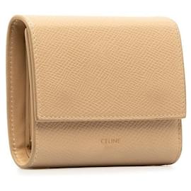 Céline-Celine Leather Trifold Compact Wallet Leather Short Wallet in Fair condition-Other