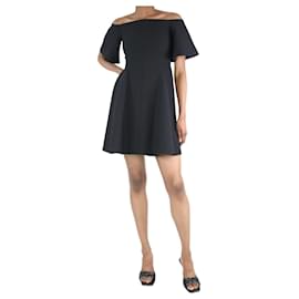Valentino-Black wide-neck A-line mini dress - size UK 6-Black