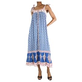 Autre Marque-Blue sleeveless floral-printed midi dress - size XS-Blue