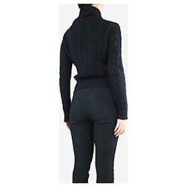 Ralph Lauren-Black cable-knit wool-blend cardigan - size M-Black