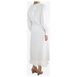 Autre Marque-Vestido midi Nadia branco com cinto e babados - tamanho M-Branco
