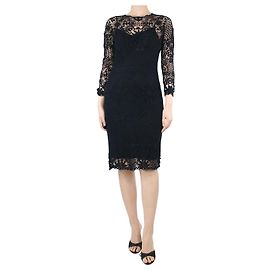 Ralph Lauren Vestido negro de punto crochet - talla L Negro