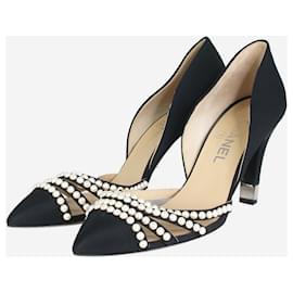 Chanel-Sapatos enfeitados com pérolas pretas - tamanho UE 38.5-Preto