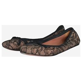 Alaïa-Chaussures plates noires en dentelle florale - taille EU 38-Noir