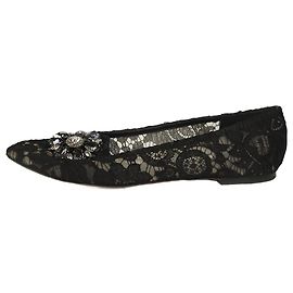 Dolce & Gabbana Sapatilhas de renda preta com joias - tamanho UE 41.5 Preto