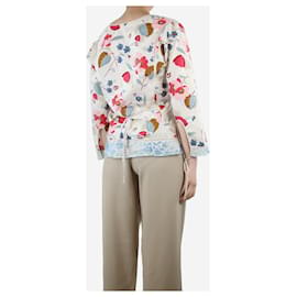 Marni-Multicoloured floral-printed V-neckline top - size UK 10-Multiple colors