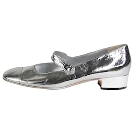 Chanel-Silver metallic Mary Jane pumps - size EU 42-Silvery