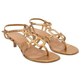 Hermès-sandálias de ouro-Dourado