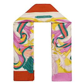 Hermès-Écharpe en cachemire à imprimés multiples-Multicolore