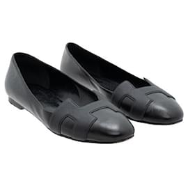 Hermès-Leather Nice Ballerinas-Black