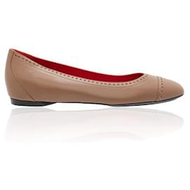 Hermès-Round Toe Leather Sandals-Brown