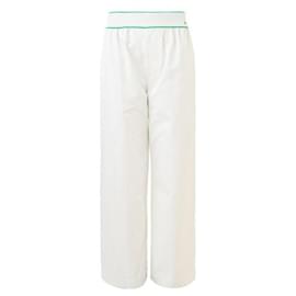 Bottega Veneta-Pantaloni a gamba larga con cintura logata-Bianco