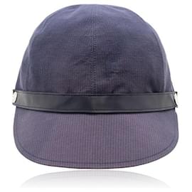 Hermès-Chapéu de mistura de algodão e seda com topo plano-Azul marinho