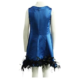 Saint Laurent-Feather Sleeveless Dress-Blue