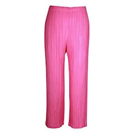 Pleats Please-Pantaloni a pieghe rosa caramella-Rosa