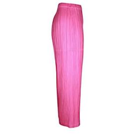 Pleats Please-Pantaloni a pieghe rosa caramella-Rosa