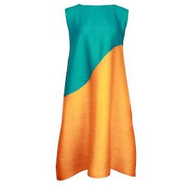 Pleats Please Tunica plissettata turchese e arancione/Vestito Multicolore