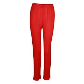 Pleats Please-Pantalon plissé rouge-Rouge