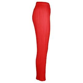 Pleats Please-Pantalon plissé rouge-Rouge