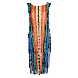 Pleats Please-Multicolor Pleated Dress with Fringes-Multiple colors