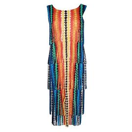 Pleats Please Robe plissée multicolore à franges Multicolore